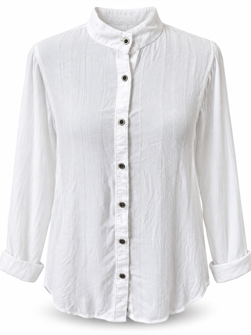 Ariat White Textured Stripe Button Front Shirt M